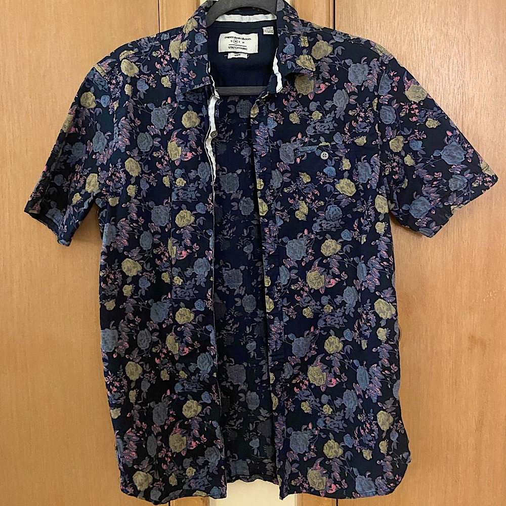 Paper Denim & Cloth Patterned Button-Down Short-Sleeve Shirt